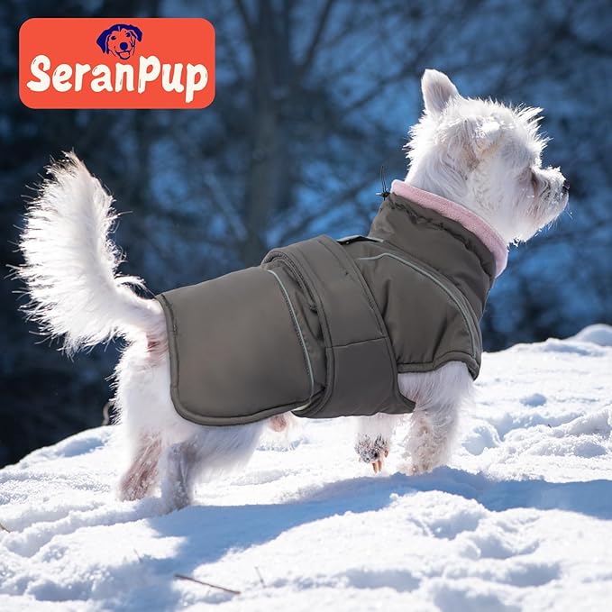 Gray Dog Coat Soft Pet Sweater for Cold Weather Warm Pet Winter Puffer Coat with Leash Hole Waterproof Dogs Jacket with Fleece Lined Windproof Dog Coats for Large Dogs Thick Pets Clothes