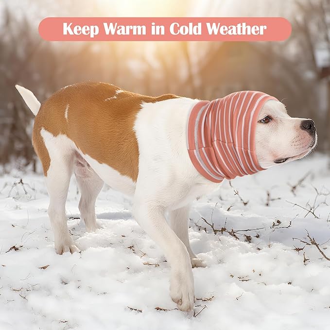 Nanaki Calming Hoodie Dog Grooming Ear Cover Anxiety Relief-No Shake Dog Ear Wrap Hematoma, Striped Head Wrap Snoods for Noise Protection, Bath, Fireworks, Thunderstorm, Blow Drying, Warm-Keeping
