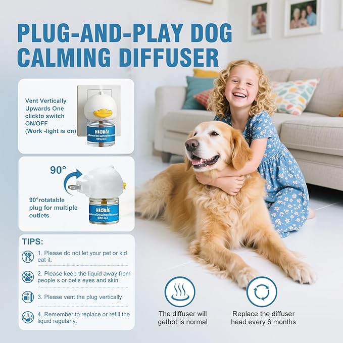 Dog Calming Diffuser – 2-Pack Dog Pheromone Calming Diffuser Kit for Stress, Anxiety, Barking & Destructive Behavior Relief, Perfect for Separation Anxiety & Aggression (Blue, 2 Count (Pack of 1))