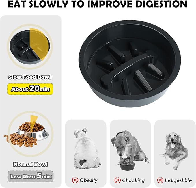 Metal Raised Dog Bowl Stand for Large and Medium Dogs, Elevated Dog Bowls with Sprill Proof Mat & Slow Feeder, Pet Food Bowls 10" Tall Dogs Feeder (58OZ-Stainless Steel Pet Bowl, Mat-16x24in)