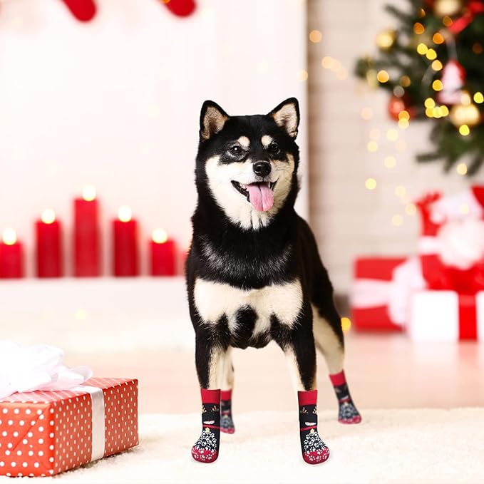 EXPAWLORER 6PCS Anti-Slip Dog Socks to Prevent Licking Paws,Dog Shoes for Hot Pavement,Best Paw Protector Traction Control on Hardwood Floor,Dog Booties for Puppy Small Medium Large Senior Dogs