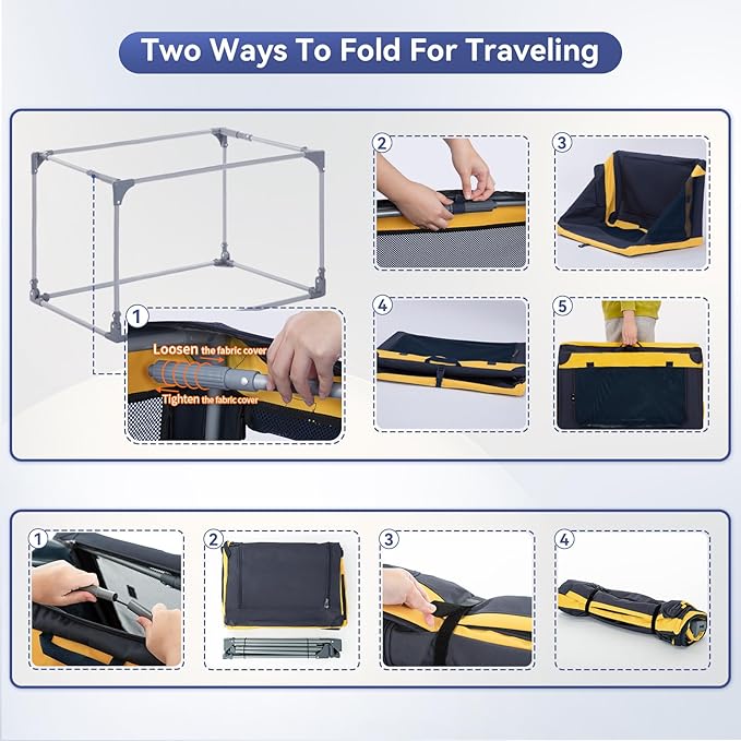 A4Pet Soft Dog Crate 40 Inch Large Portable Collapsible Pet Travel Kennel, 3-Door Lockable Zippers & Reinforced Steel Frame, Easy Setup, Mesh Panels โ Ideal for SUV, Car, Camping & Home Use