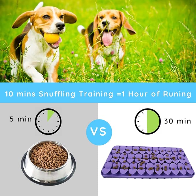 Silicone Snuffle Mat for Dogs Slow Feeder Lick Mat with Suction Cups Dogs Sniff Mat Dogs & Cats Entertainment Toys for Boredom(Purple)
