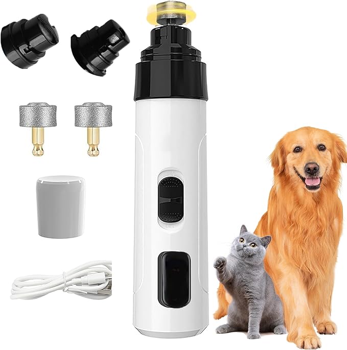 silent paws Dog Nail Grinder Quiet, 2026 New Upgraded Silent Dog Groom Pro Nail Trimmer, Electric 2-Speed Pet Toenai Grooming Supplies, Applicable to Large Medium Small Dogs Paw & Cats Claw (SM-1)