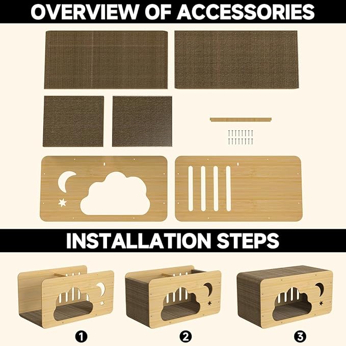 Cardboard Cat Scratcher House for Indoor Cats,2 in 1 Cardboard Cat House Durable and Sturdy Cat Scratching Post Cat Scratching Board Cat Scratchers for pet to Scratch, Rest and Play, Easy to Assemble
