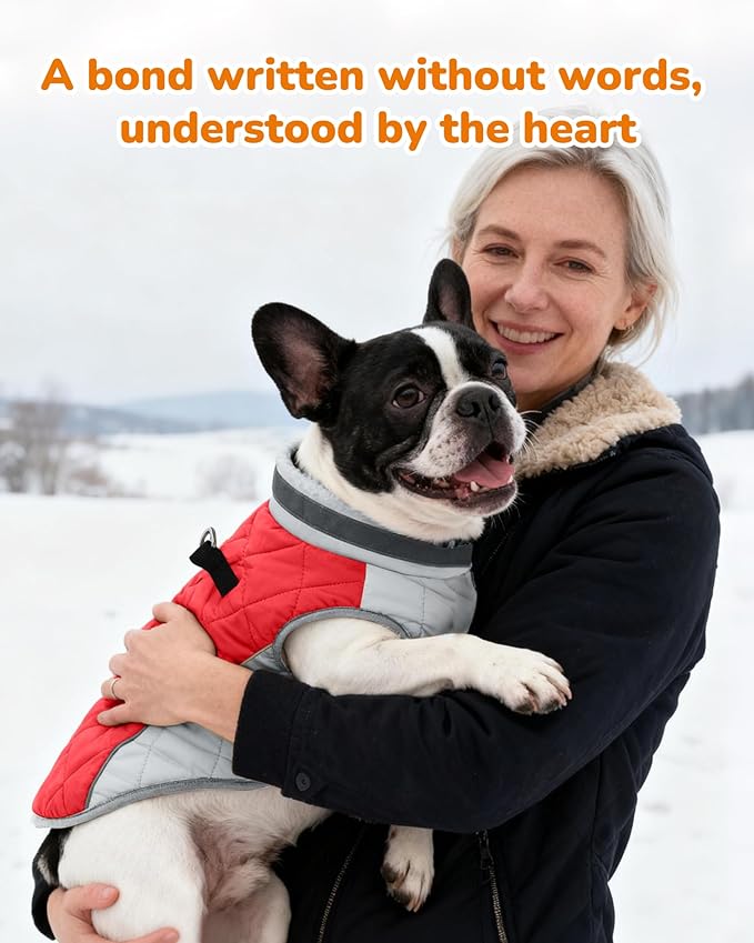 Dog Coat for Small Dogs, Adjustable Dog Jackets for Cold Weather, Reflective Winter Coat with Built-in Harness, Snowsuit Fits Dogs 5-8 lbs and Up, Size XS Red
