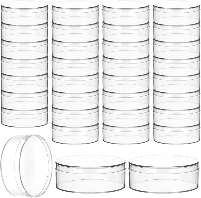 50 Pcs Clear Acrylic Round Boxes, 3.1" Plastic Circle Boxes with Lids, Small Transparent Candy Boxes, Party Treats Storage Containers for Cookies, Beads, Jewelry