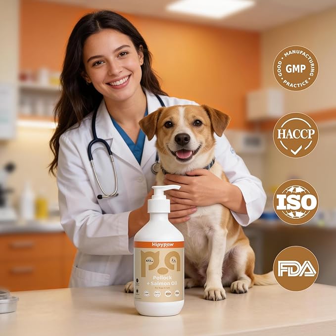 Fish Oil Omega 3 for Dogs - Salmon & Pollock Oil for Dog and Cat - Defense Liquid Supplement for Skin, Coat Brain, Hip, Joint and Heart Health - Omega Oil for Pet(16OZ)