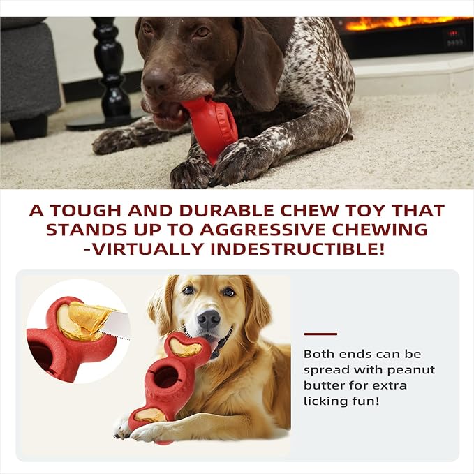 Freeze Bone Dog Toy Interactive Treat Dispensing Chew Toy for Large Aggressive Chewers, Enrichment Puzzle Feeder for Mental Stimulation Reduces Anxiety & Extends Playtime