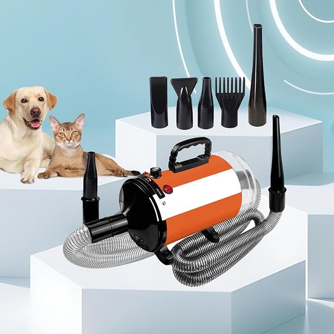 Dog Vacuum & Dryer for Shedding Grooming,5.2HP/ 3800W Dog Grooming Kit,Adjustable Speed and Temperature with 5 Nozzles