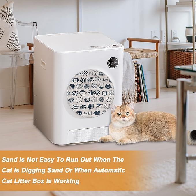 Cat Litter Box Curtain, Washable Litter Box Door Cover, Litter Box Curtain for Enclosed Self-Cleaning Boxs -White Round 10.5" D(Curtain Only)