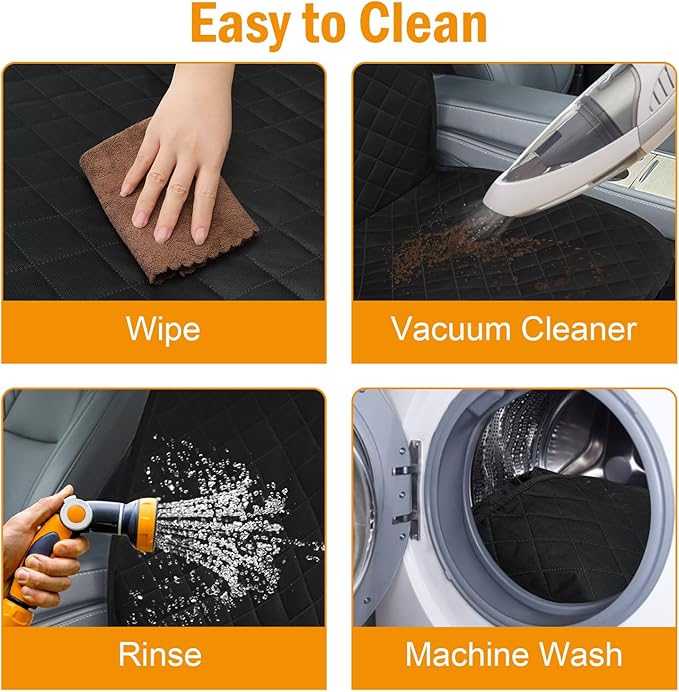 Dog Car Seat Covers Waterproof, Scratch-Proof Pet Front Cover for Cars, Nonslip Pet Passenger Seat Cover Protector, Universal Fit for Cars Trucks SUVs, Medium, Black, 2 Packs
