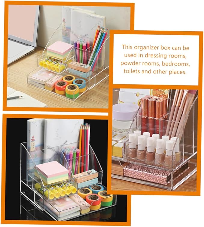 Stationery Desk Organizer Small Object Organizer Acrylic Desk Supplies Storage Box Drawer