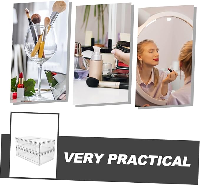 2pcs Acrylic Drawer-type Cosmetic Organizer Box for Makeup Storage Transparent Removable Stackable Design for Bathroom and Vanity for Neat and Orderly Space