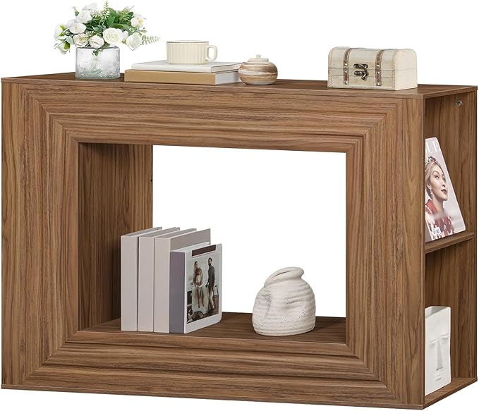 HOOBRO Farmhouse Console Table, 43.3 Inches Entryway Table, Sofa Table, Behind Couch Table with Side Storage Shelving, Hallway Accent Table for Entrance, Living Room, Bedroom, Foyer, Walnut WL87XG01