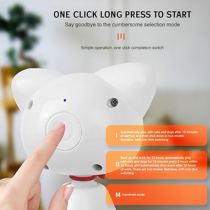 Interactive Cat Laser Toy for Indoor Cats – 360° Irregular Rotation, Rechargeable Automatic Pet Toy for Bored Indoor Adult Cats, Kittens, and Dogs