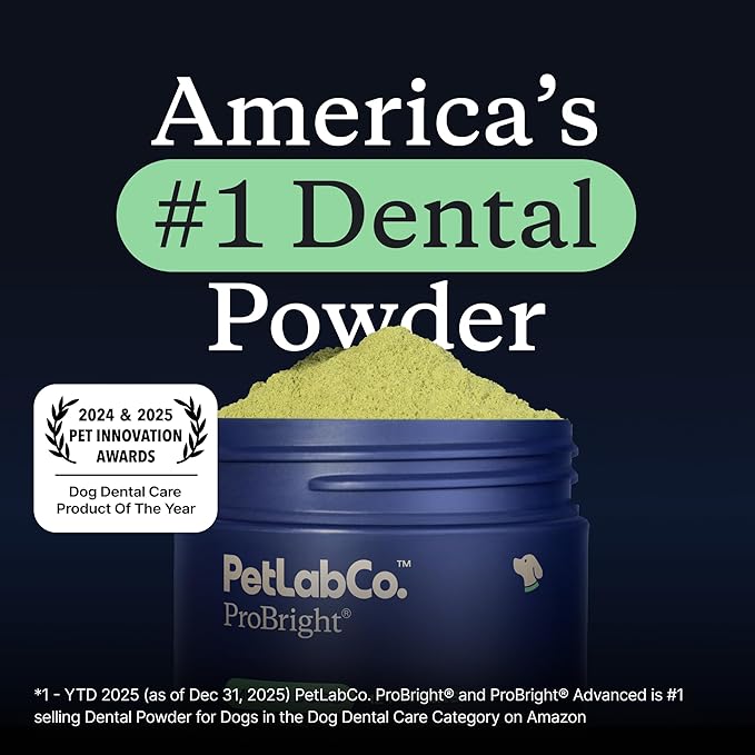 PetLab Co. ProBright Dental Powder - Dog Breath Freshener - Teeth Cleaning Made Easy – Targets Tartar & Bad Breath - Formulated for Extra Small Dogs - Packaging May Vary