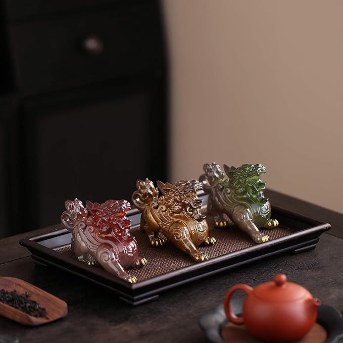 Color Changing Tea Pet, Tea Set Accessories Traditional Gongfu Tea Set Accessory, for Tea Lover Friends (Green pixiu)
