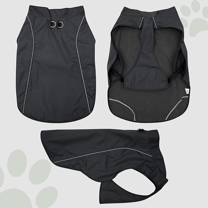 Outdoor Waterproof Dog Jacket for Extra Large Dogs,Doggie Coats with Harness Buitl in D-Ring Warm Fleece Dog Clothes for Cold Winter,Black 4XL