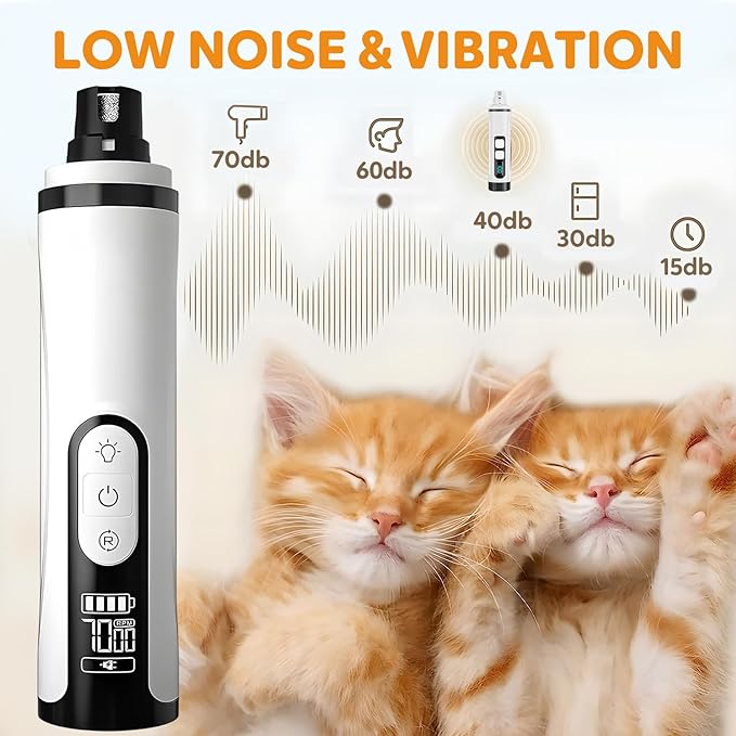 2026 New Silent Pet Nail Grinder, Rechargeable Dog Nail Grinder, Portable Electric Pet Nail Trimmer for Cats, Dogs and Other Animals