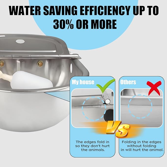 304 Stainless Steel Automatic Water Dispenser for Dogs & Livestock - Outdoor Dog Bowl, Horse & Goat Waterer