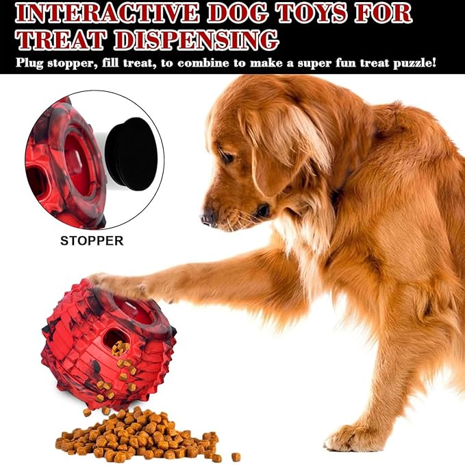 XHX Long-Lasting Interactive Dog Toy to Keep Your Pup Busy and Distracted - Safe for Dogs - Low-Mess Design - Dog Toys for Medium and Large Dogs 25-75 lbs(Medium,Red and Black)
