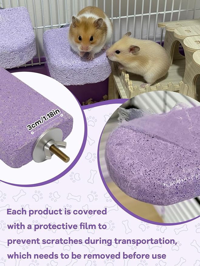 Lava Ledges for Rats 6 Pack Hamster Climbing Ledge Platform Pumice Ledge Shelf Pet Chewing Grinding Toys Small Animals Cage Accessories for Mouse Guinea Pig Gerbil Purple