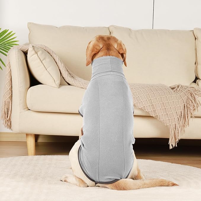 ROZKITCH Dog Winter Coat Soft Pullover Pajamas, Pet Windproof Warm Cold Weather Jacket Vest Cozy Jumpsuit Apparel Outfit Clothes for Walking Hiking Travel Sleep Grey 4XL