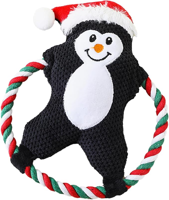 Squeaky Plush Dog Toys for Anxiety Relief & Teeth Maintenance | Cute Cartoon Interactive Stuffed Toy for Dogs/Cats | Trusted Chew - Strong Material, Portable Pet Plaything (Black)