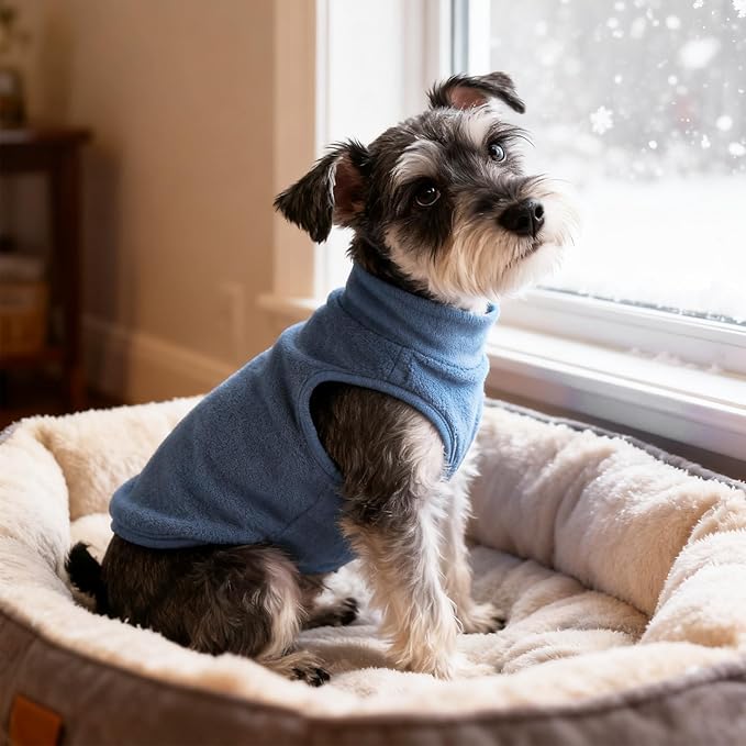 PUPTECK 3 Pack Fleece Dog Sweaters Winter Coat for Small Dogs, Pullover Jacket Pet Cat Fall Clothes Puppy Sweatshirt Soft Warm Vest for XS S Medium Dogs, Navy&Blue&Light Blue, M