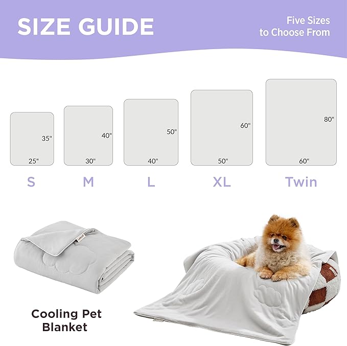 LE SURE Premium Cooling Blanket for Extra Large Dogs Washable - Breathable Pet Throw Blanket with Q-MAX>0.4 for Summer,Soft Cat Cooling Mat, Furniture Protector Bed Couch, Grey, 50x60