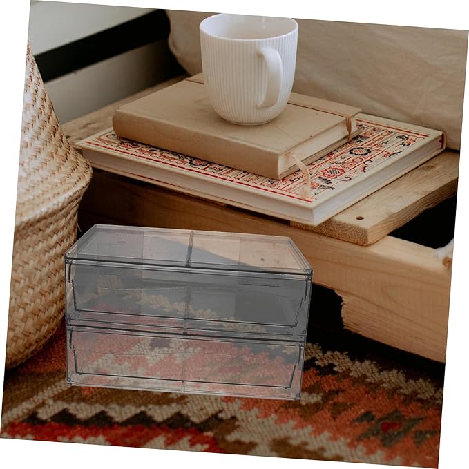 2pcs Acrylic Makeup Storage Drawer Organizers Stackable Desktop Bins for Cosmetics Easy to Clean and Elegant Design for Bathroom Vanity and Desk Organization