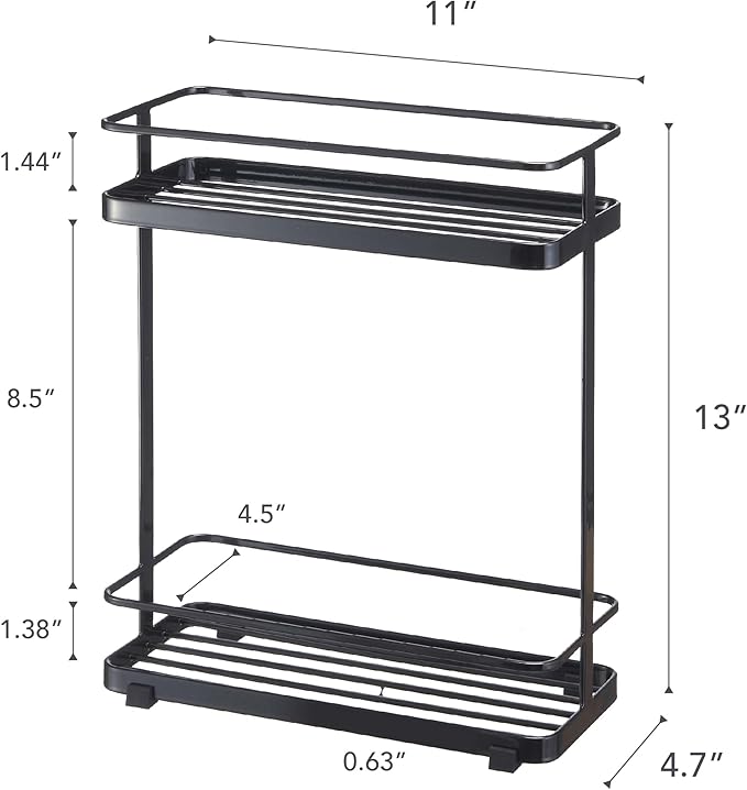 YAMAZAKI Home Tower Bath Rack - Bathroom Shower Storage Holder, Caddy Shelf Organizer - Small, 13" - Steel -