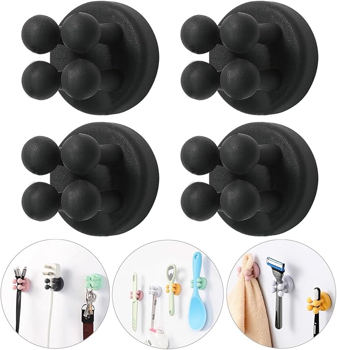 iBetterLife Razor Holder for Shower Hooks β 5Pcs Self Adhesive Wall Mounted Single Hook for Hanging Toothbrush, Functional Waterproof Utility Plug Holder for Bathroom Kitchen Living Room Office