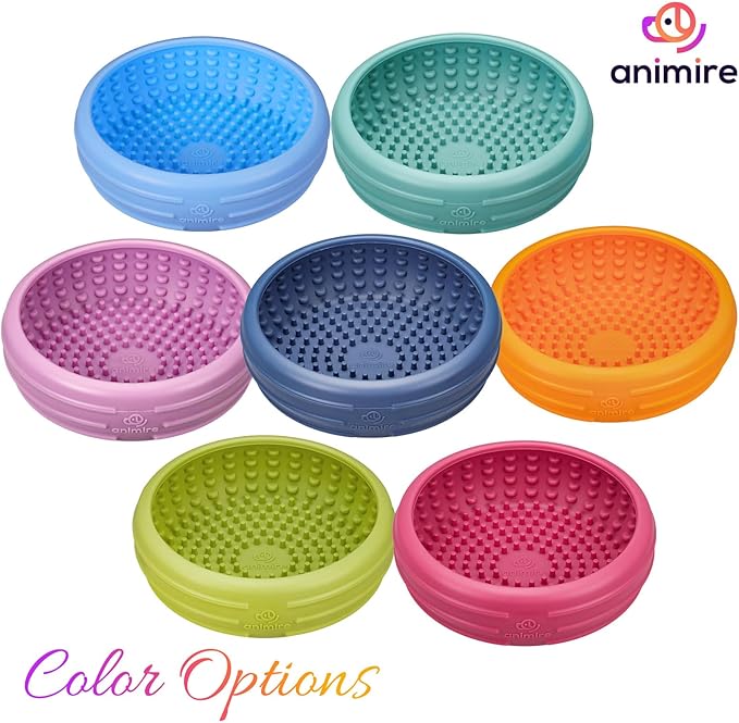 Dog Lick Bowl, Animire Freeze Lick Mat for Dogs, Non-Slip Slow Feeder Licking Bowl Enrichment Treat for Distraction Anxiety Relief, Food Grade Silicone, Dishwasher Safe(Rose,L)