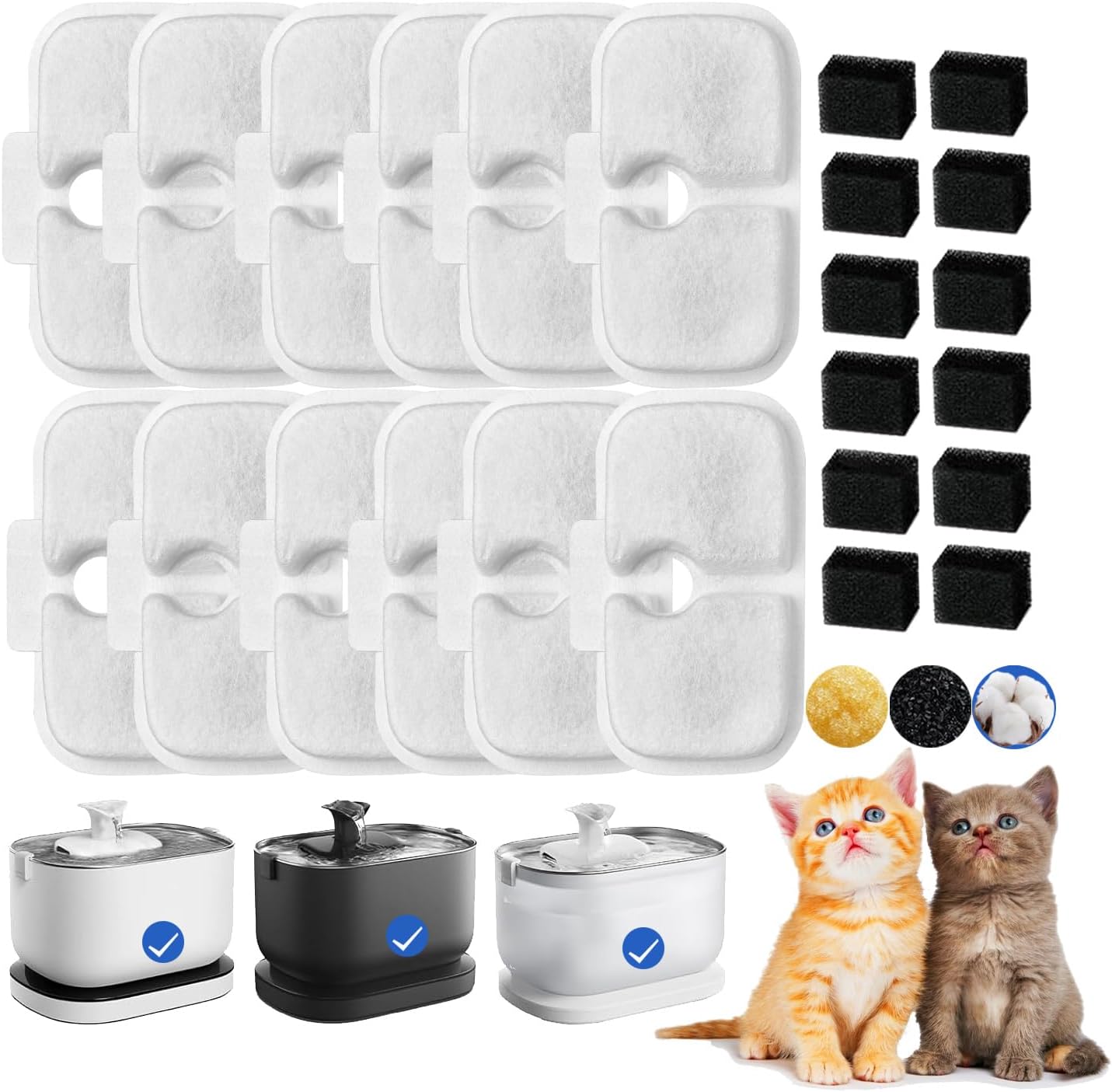 Cat Water Fountain Filter Replacement β 12 Pack for Petlibro Dockstream PLWF005 / PLWF115 / PLWF105