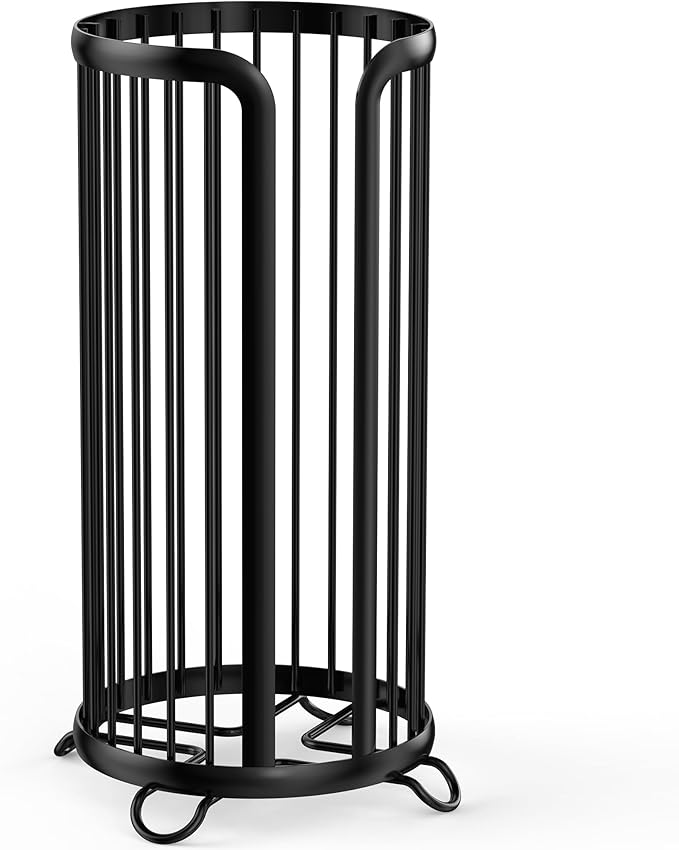 Toilet Paper Holder Stand, Freestanding Toilet Tissue Organizer, Minimalistic Storage Solution, Reserve Mega Rolls,Modern Black-2PACK