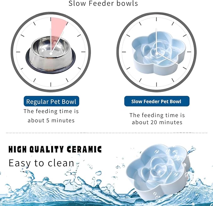Slow Feeder Dog Bowls Ceramic, Slow Bowl, Slow Eating Healthy Design for Small Medium Size Dogs, Dog Dishes to Slow Down Eating,Anti Gulping (Light Pink, Medium)