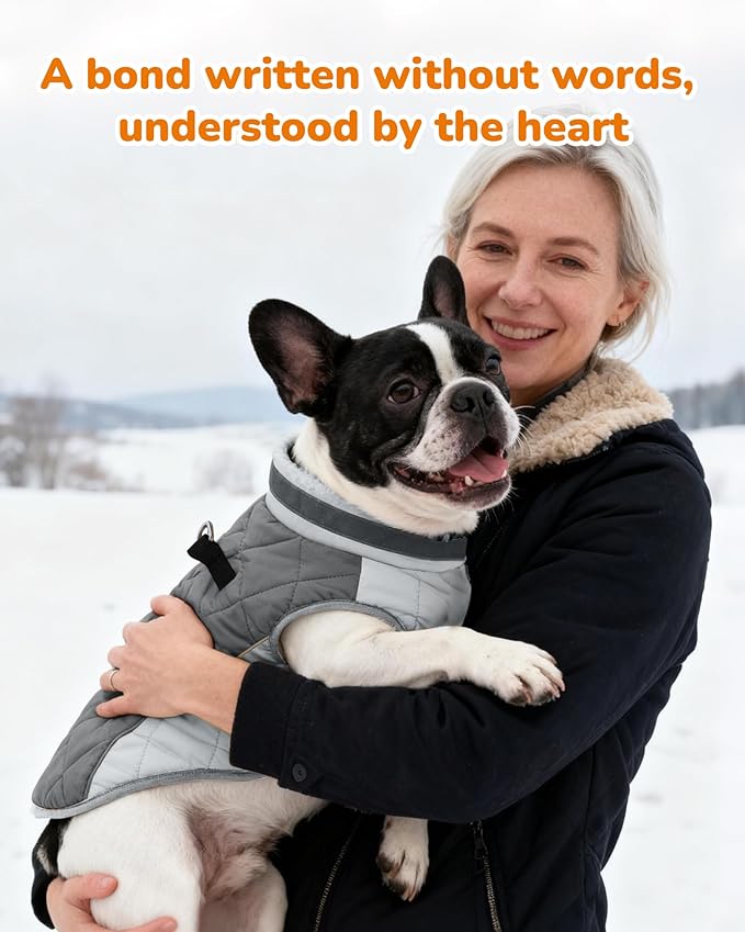 Dog Coat for Small Dogs, Adjustable Dog Jackets for Cold Weather, Reflective Winter Coat with Built-in Harness, Snowsuit Fits Dogs 5-8 lbs and Up, Size XS Black