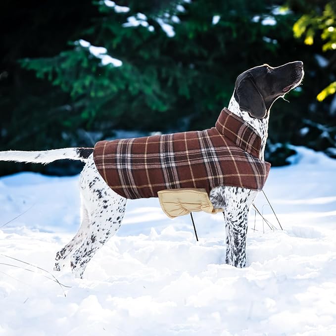 Kuoser Waterproof Dog Coat, Reversible Dog Jacket for Small Dogs, Adjustable Durable Doggie Winter Coat Warm Cozy Puppy Cold Weather Apparel from Small to Large Breed, Brown S