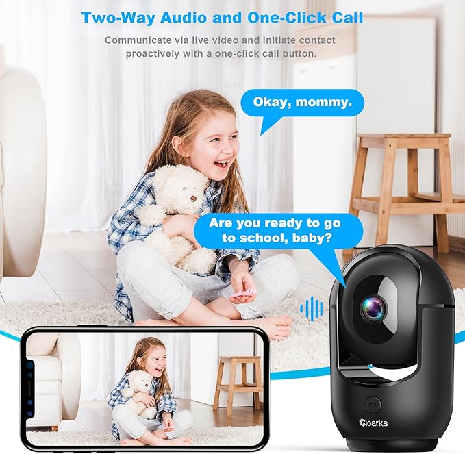 2K Pan/Tilt Security Camera, WiFi Indoor Cameras for Home Security with AI Motion Detection, Pet/Dog/Baby Camera with Phone App, 2-Way Audio, 24/7, Siren, TF/Cloud Storage,Black