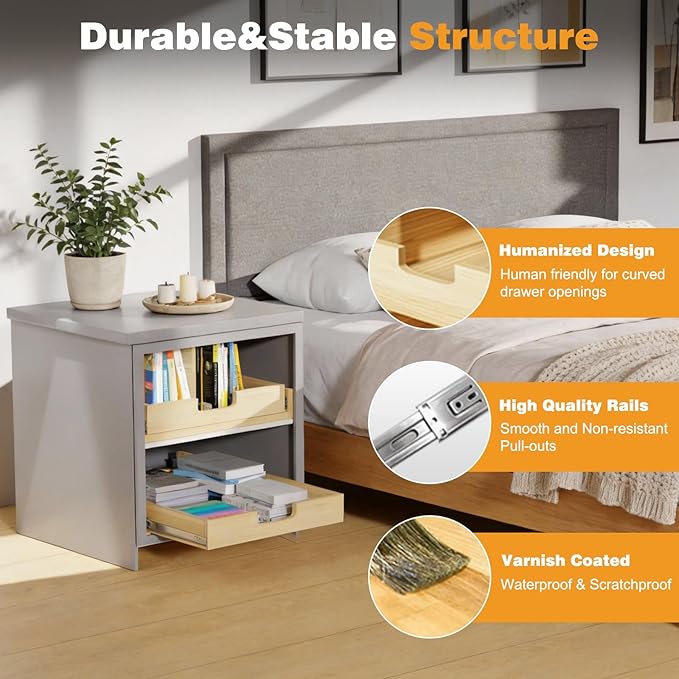 Pull Out Cabinet Organizer, 14''W×21''D Sliding Drawers for Cabinets, Soft Close Slide Out Wooden Pull out Drawers, Base Cabinet Organization for Kitchen, Pantry, Bathroom
