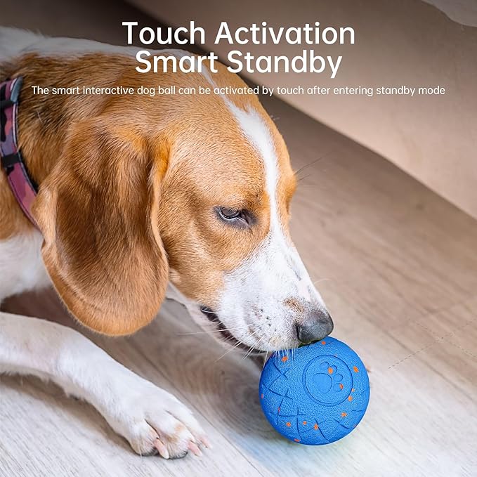 Interactive Dog Toys Dog Ball, Durable Motion Pet Toys for/Small/Medium/Large Dogs, Birthday Gifts, Automatic Moving, Bouncing and Rotating, E-TPU Material, IP54 Waterproof (Blue)