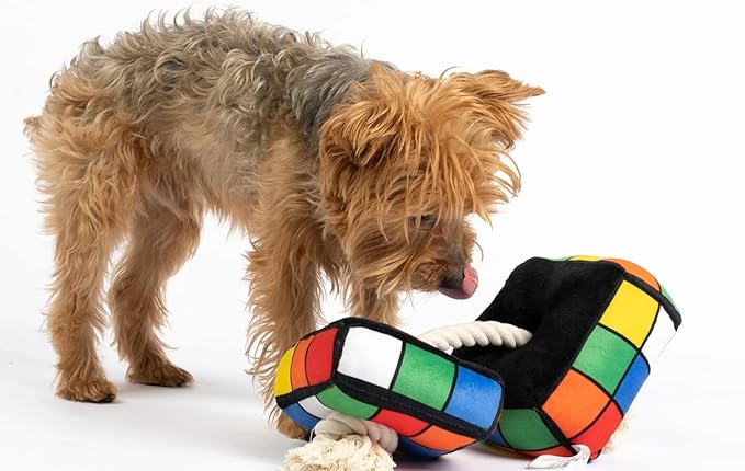 Silver Paw Robix Cube Dog Toy Premium Interactive Plush w/Tug Rope & Squeaker