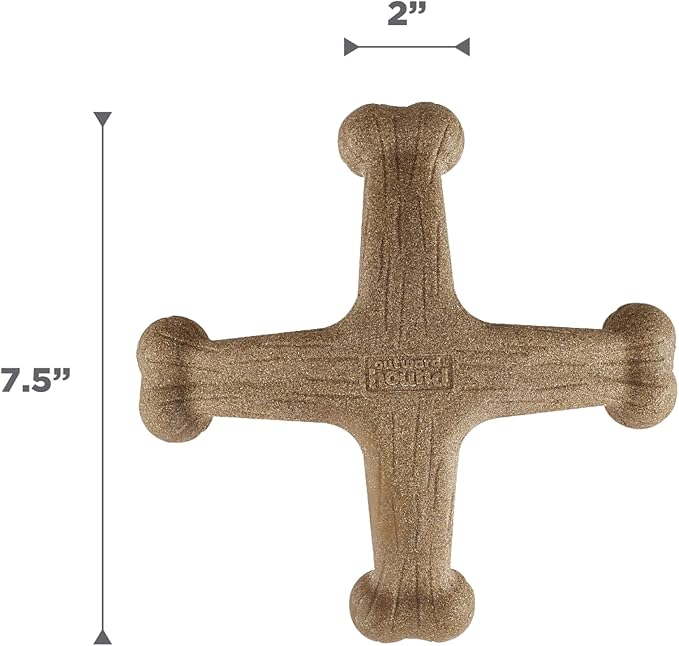 Pupstages Dogwood Jack Dog Chew Toy – Real-Wood Blend, Bacon Scented, 4 Chewable Ends, Moderate Chewers, Large, 7.5" x 2"