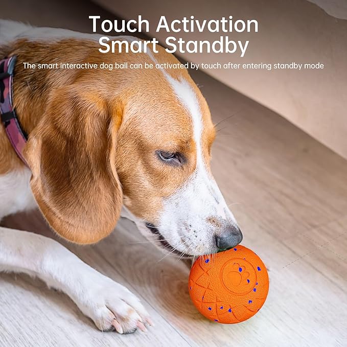 Interactive Dog Toys Dog Ball, Durable Motion Pet Toys for/Small/Medium/Large Dogs, Birthday Gifts, Automatic Moving, Bouncing and Rotating, E-TPU Material, IP54 Waterproof (Orange)