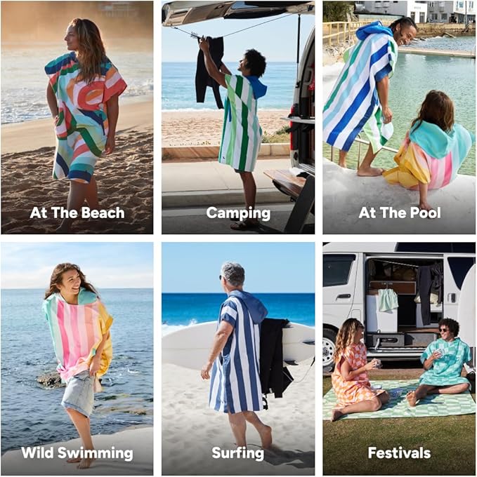 Dock & Bay Adult Poncho - Hooded Towel with Deep Pockets, Changing Robe - Quick Dry - Compact, Lightweight - Includes Bag