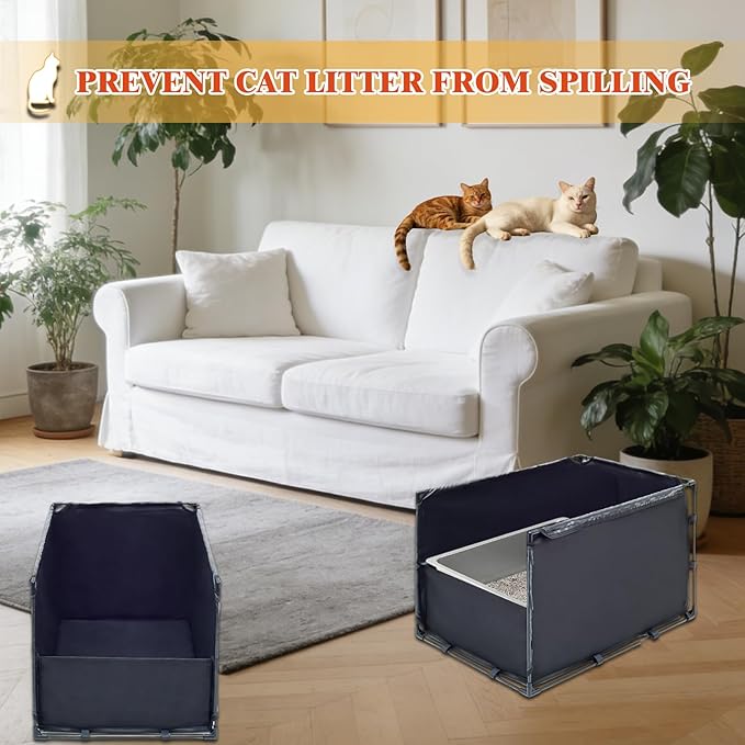 Extra Large Cat Litter Box Enclosure–Big Covered Litterbox with High Front Splash Guard, Waterproof&Portable Litter Box Cover for Indoor Cats,Kittens,Multiple Pets (Medium)