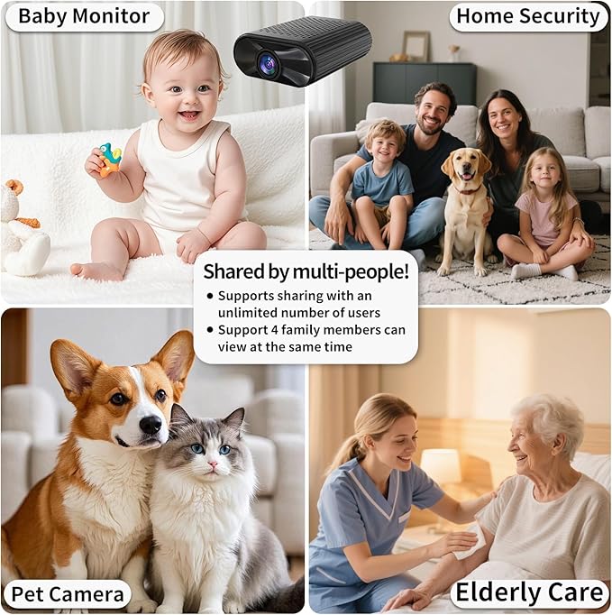 Mini HD 4K Wireless Camera Portable Nanny Cam with Night Vision, Motion Detection, and Phone App Live View - Compact Security Pet Camera for Home/Office 24/7 Cycle Save Video (Small)