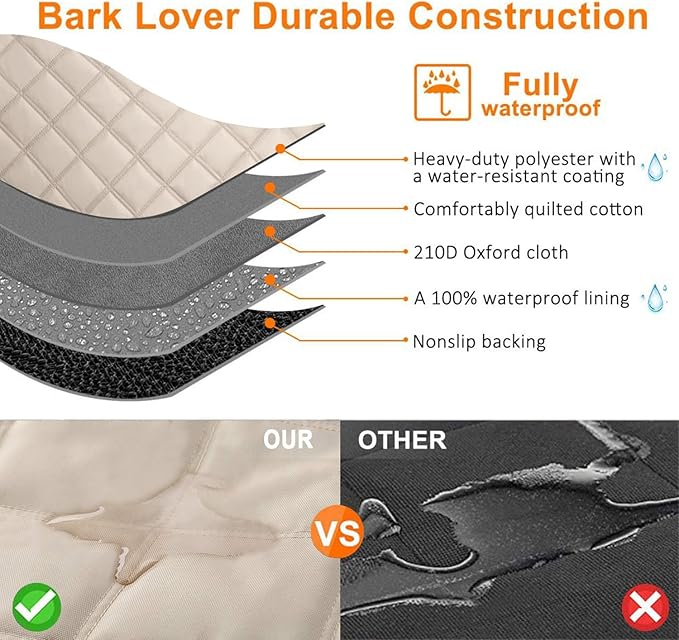 Dog Car Seat Cover for Back Seat, Dog Hammock for Car, Waterproof Backseat Cover for Dogs in Car SUV & Truck, with Mesh Window and Multiple Pockets